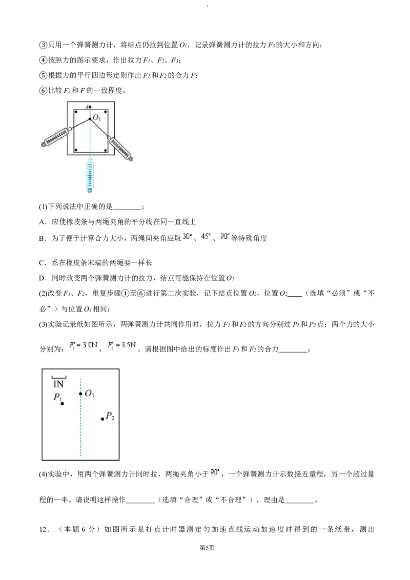 湖南省岳阳市岳阳县第一中学2024-2025学年高一上学期12月月考物理试卷（含答案）_2024-2025高一（7-7月题库）_2025年01月试卷