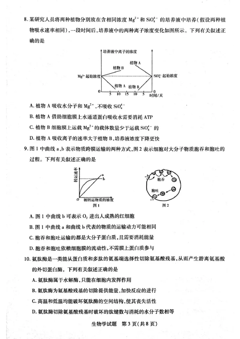 河南省周口市2024-2025学年高一上学期1月期末考试生物PDF版含解析_2024-2025高一（7-7月题库）_2025年02月试卷_0228河南省周口市2024-2025学年高一上学期1月期末考试