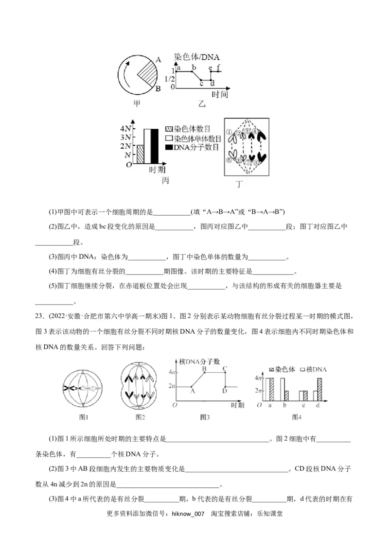 第6章细胞的生命历程（A卷&middot;知识通关练）（原卷版）_E015高中全科试卷_生物试题_必修1_1.单元测试_1.单元测试AB卷（第一套）