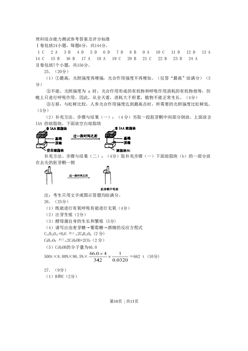 2001年四川高考理综真题及答案_化学高考真题试卷_旧1990-2007&middot;高考化学真题_1990-2007&middot;高考化学真题&middot;word_2001-2007年各地理综历年真题_四川