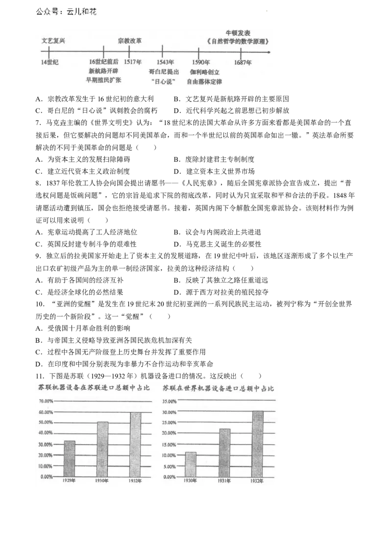 辽宁省锦州市2023-2024学年高一下学期期末考试历史试卷(无答案)_2024-2025高一（7-7月题库）_2024年7月试卷_0710辽宁省锦州市2023-2024学年高一下学期期末考试