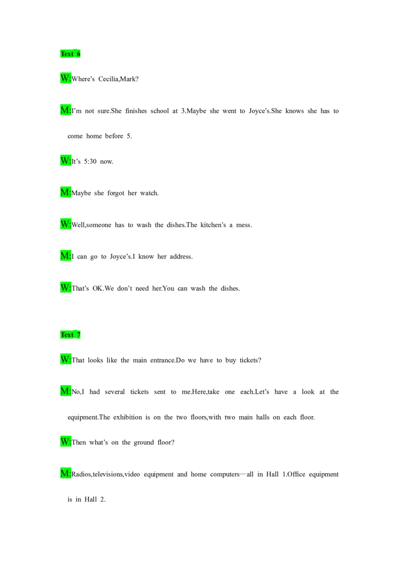 备考2024新高考英语听力(答案+文本)18_2024年5月_01按日期_1号_2024高考英语听力专题（80套模拟训练+历年真题）(附音频）_高考英语听力高分80套模拟训练_97
