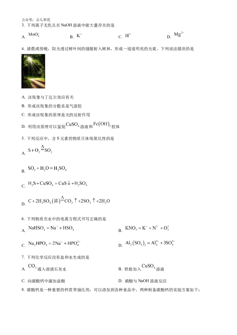 河北省廊坊市2024-2025学年高一上学期10月月考试题化学Word版含答案_2024-2025高一（7-7月题库）_2024年10月试卷_1028河北省廊坊市2024-2025学年高一上学期10月月考