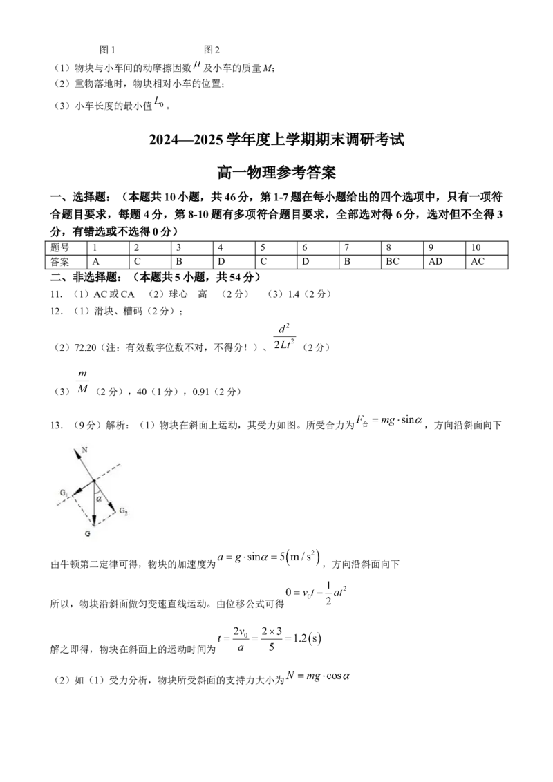 河南省三门峡市2024-2025学年高一上学期1月期末调研考试物理试题（含答案）_2024-2025高一（7-7月题库）_2025年02月试卷_0224河南省三门峡市2024-2025学年高一上学期1月期末考试