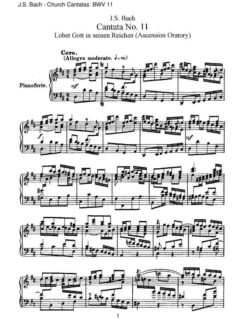 BWV11LobetGottinseinenReichen(AscensionOratorio)_一万首著名钢琴曲谱哈农贝多芬合集视频教学电子版高清无水印可打印_1古典钢琴知名音乐家谱_巴赫钢琴谱全集_J.S巴赫作品全集