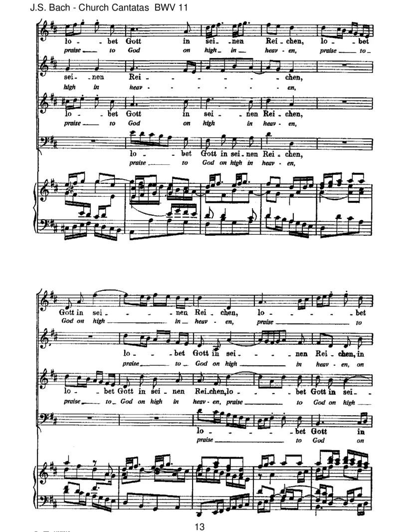 BWV11LobetGottinseinenReichen(AscensionOratorio)_一万首著名钢琴曲谱哈农贝多芬合集视频教学电子版高清无水印可打印_1古典钢琴知名音乐家谱_巴赫钢琴谱全集_J.S巴赫作品全集