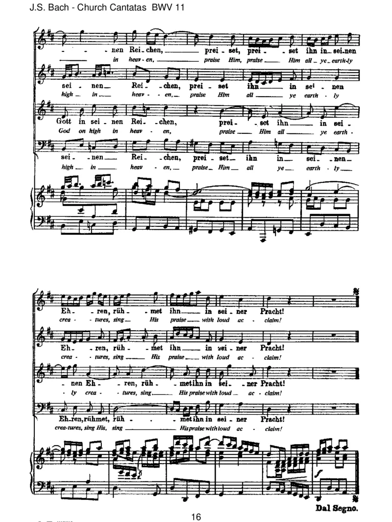 BWV11LobetGottinseinenReichen(AscensionOratorio)_一万首著名钢琴曲谱哈农贝多芬合集视频教学电子版高清无水印可打印_1古典钢琴知名音乐家谱_巴赫钢琴谱全集_J.S巴赫作品全集