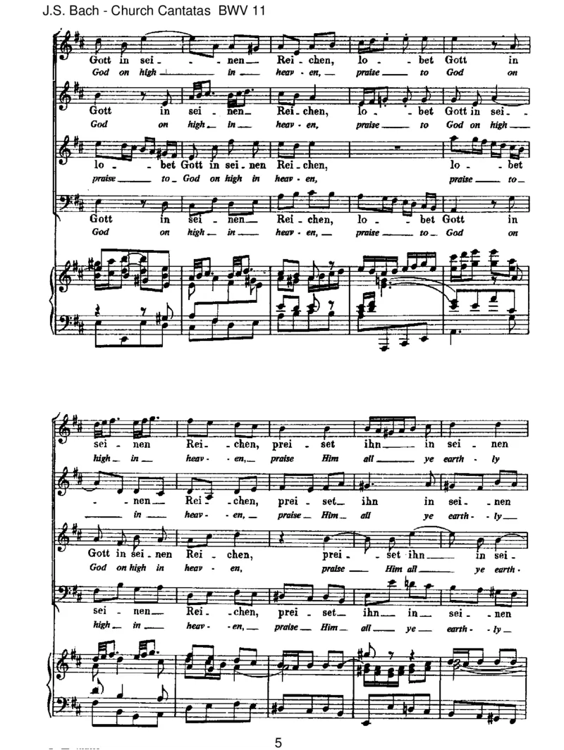 BWV11LobetGottinseinenReichen(AscensionOratorio)_一万首著名钢琴曲谱哈农贝多芬合集视频教学电子版高清无水印可打印_1古典钢琴知名音乐家谱_巴赫钢琴谱全集_J.S巴赫作品全集