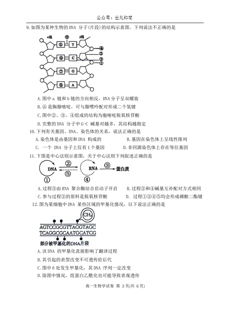 贵州省贵阳市等2地2023-2024学年高一下学期7月期末生物试题_2024-2025高一（7-7月题库）_2024年8月试卷_0811贵州省黔东南州(贵阳市等2地)2023-2024学年高一下学期7月期末考试