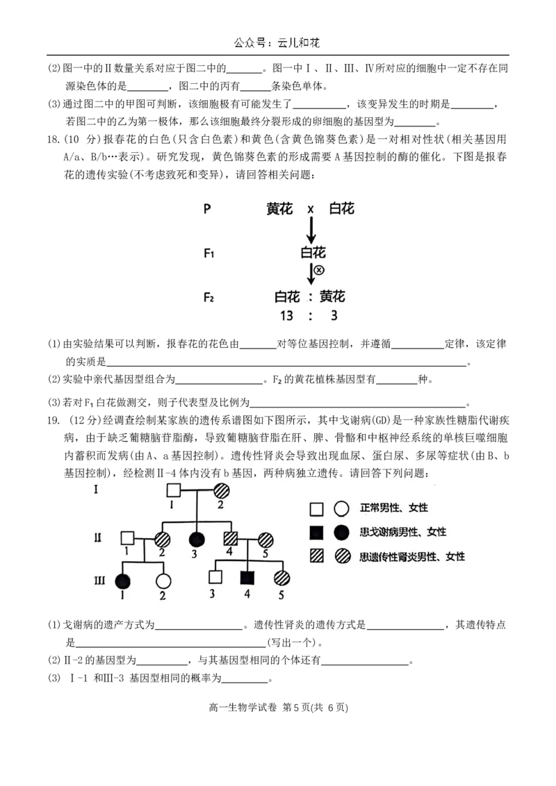 贵州省贵阳市等2地2023-2024学年高一下学期7月期末生物试题_2024-2025高一（7-7月题库）_2024年8月试卷_0811贵州省黔东南州(贵阳市等2地)2023-2024学年高一下学期7月期末考试