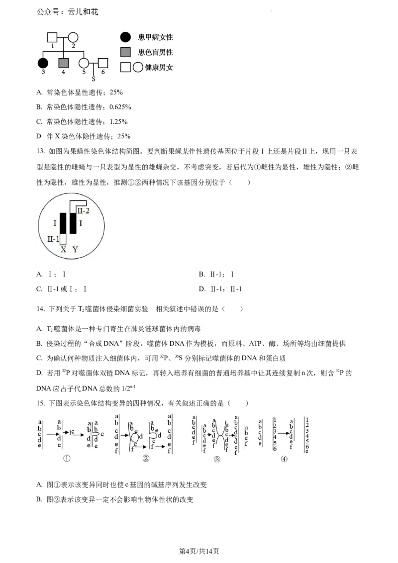 河南省驻马店市2023-2024学年高一下学期期末考试生物试题_2024-2025高一（7-7月题库）_2024年8月试卷_0813河南省驻马店市2023-2024学年高一下学期期末考试