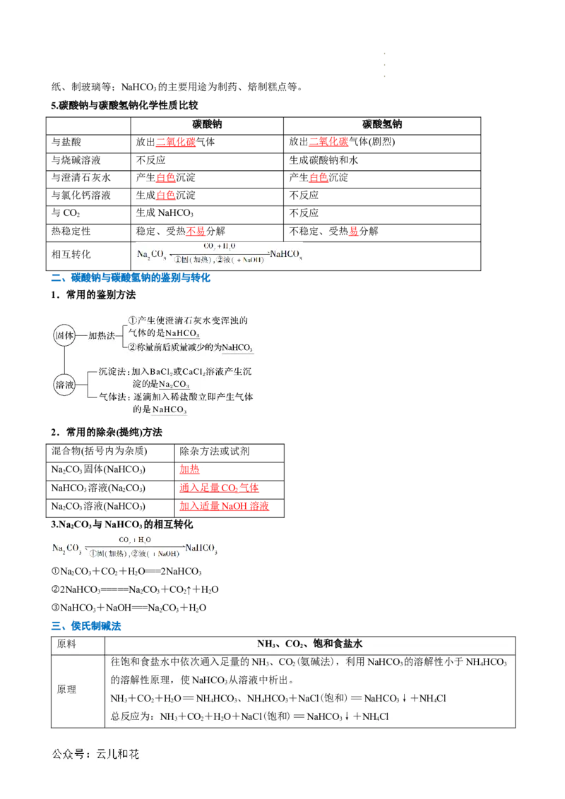 第07讲&nbsp;碳酸钠和碳酸氢钠&nbsp;焰色试验（解析版）_2024-2025高一（7-7月题库）_2024年7月试卷_0708暑假自学课2024年新高一化学暑假提升精品讲义