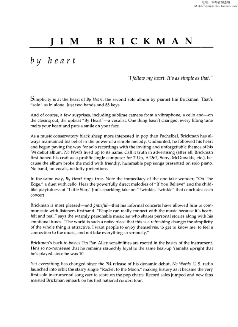37、轻音乐家JimBrickman钢琴曲集（174页，共23首）_一万首著名钢琴曲谱哈农贝多芬合集视频教学电子版高清无水印可打印_3流行音乐谱_流行钢琴谱合集形式_高清PDF无水印