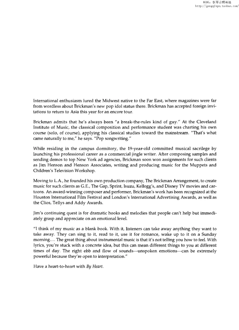 37、轻音乐家JimBrickman钢琴曲集（174页，共23首）_一万首著名钢琴曲谱哈农贝多芬合集视频教学电子版高清无水印可打印_3流行音乐谱_流行钢琴谱合集形式_高清PDF无水印