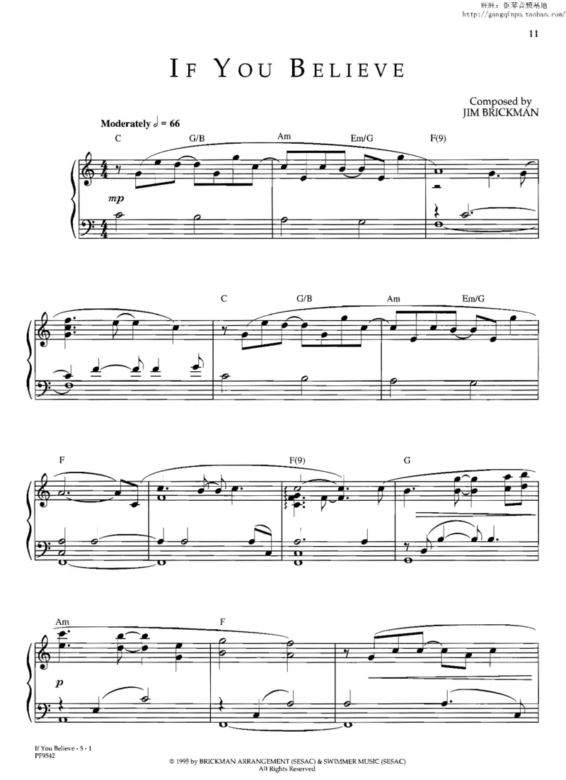 37、轻音乐家JimBrickman钢琴曲集（174页，共23首）_一万首著名钢琴曲谱哈农贝多芬合集视频教学电子版高清无水印可打印_3流行音乐谱_流行钢琴谱合集形式_高清PDF无水印