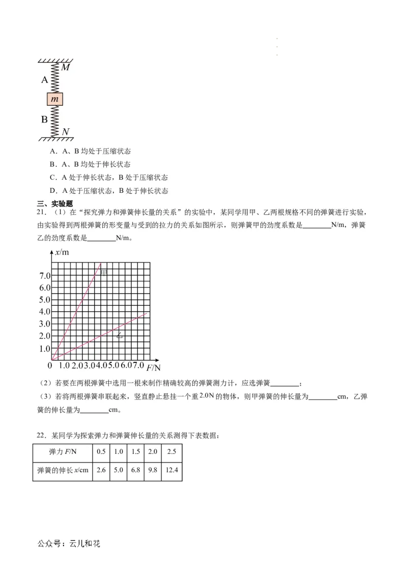 第09讲重力与弹力（原卷版）_2024-2025高一（7-7月题库）_2024年7月试卷_07082024年初升高物理无忧衔接（通用版）+暑假自学课2024年新高一物理暑假提升精品讲义