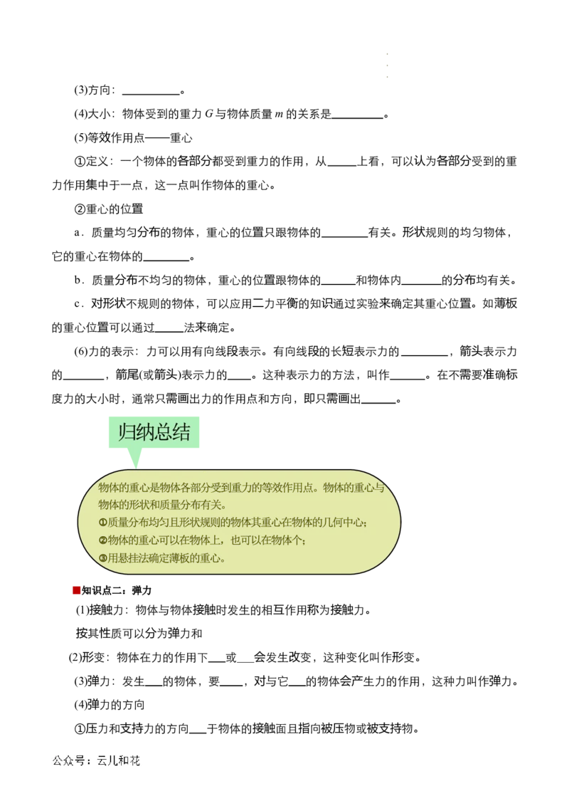 第09讲重力与弹力（原卷版）_2024-2025高一（7-7月题库）_2024年7月试卷_07082024年初升高物理无忧衔接（通用版）+暑假自学课2024年新高一物理暑假提升精品讲义