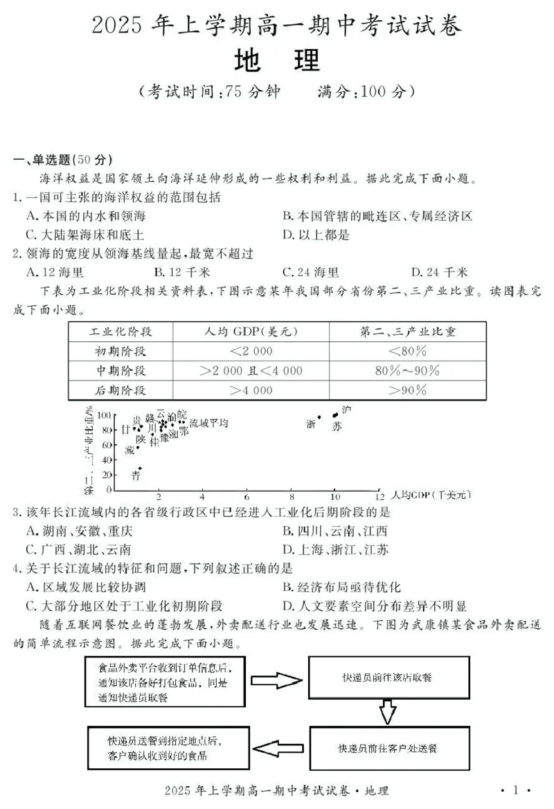 湖南省娄底市部分高中2024-2025学年高一下学期4月期中联考地理试题（图片版，无答案）_2024-2025高一（7-7月题库）_2025年05月试卷