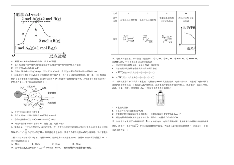 高二化学上学期期末测试卷02（人教版选择性必修1）（考试版）_E015高中全科试卷_化学试题_选修1_3.新版人教版高中化学试卷选择性必修1_3.期末试卷
