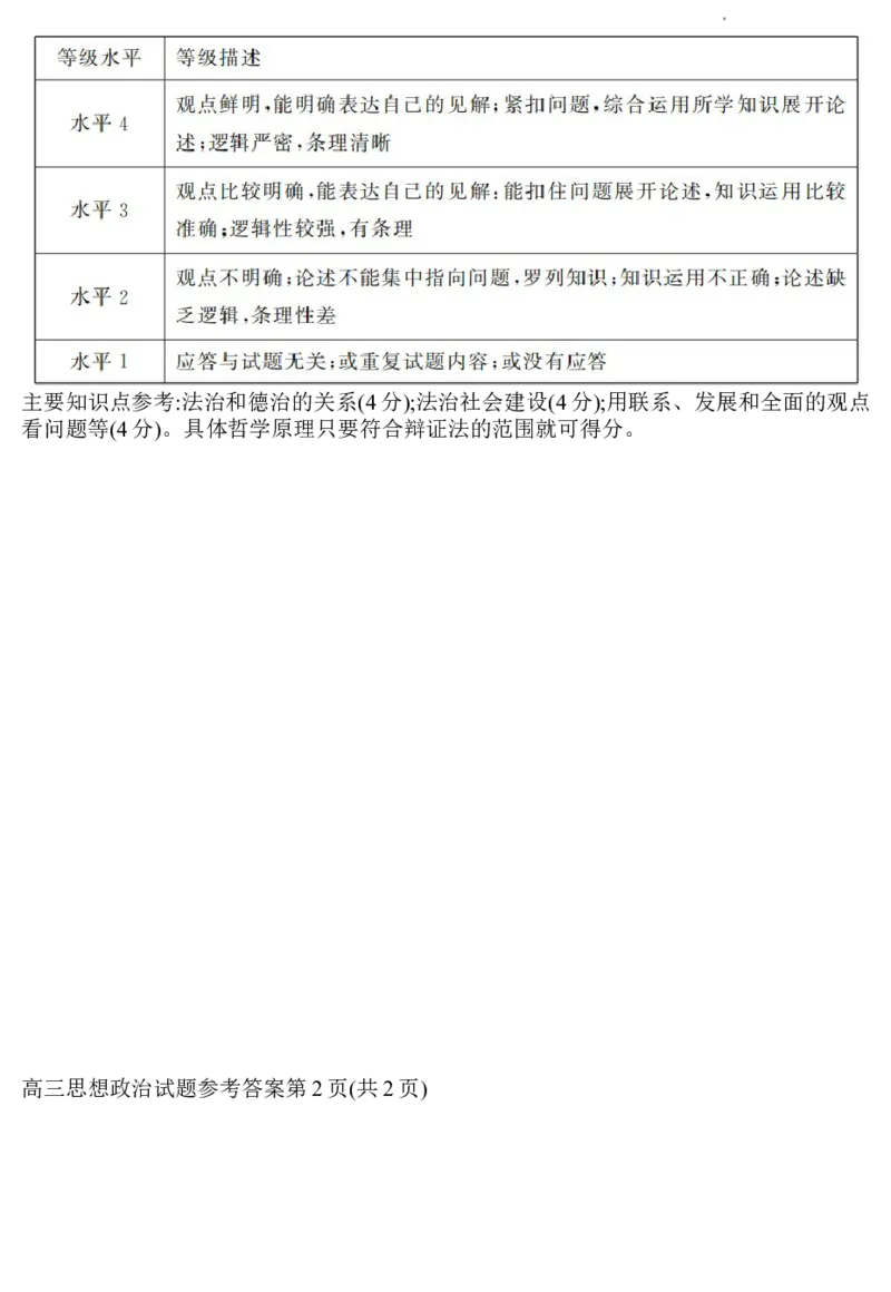 山东省聊城市2024届高三上学期期末教学质量检测政治(1)_2024年2月_022月合集_2024届山东省聊城市高三上学期期末教学质量检测
