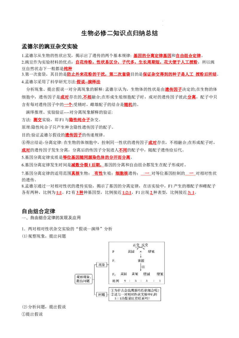 高一生物春学期知识点总结高一下学期生物人教版必修2_E015高中全科试卷_生物试题_必修2_6.知识汇总