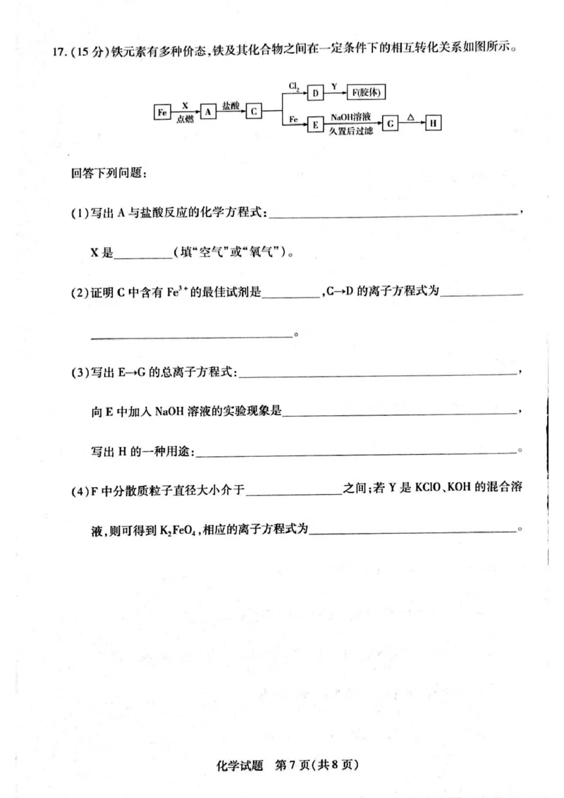 河南省周口市2024-2025学年高一上学期1月期末考试化学PDF版含解析_2024-2025高一（7-7月题库）_2025年02月试卷_0228河南省周口市2024-2025学年高一上学期1月期末考试