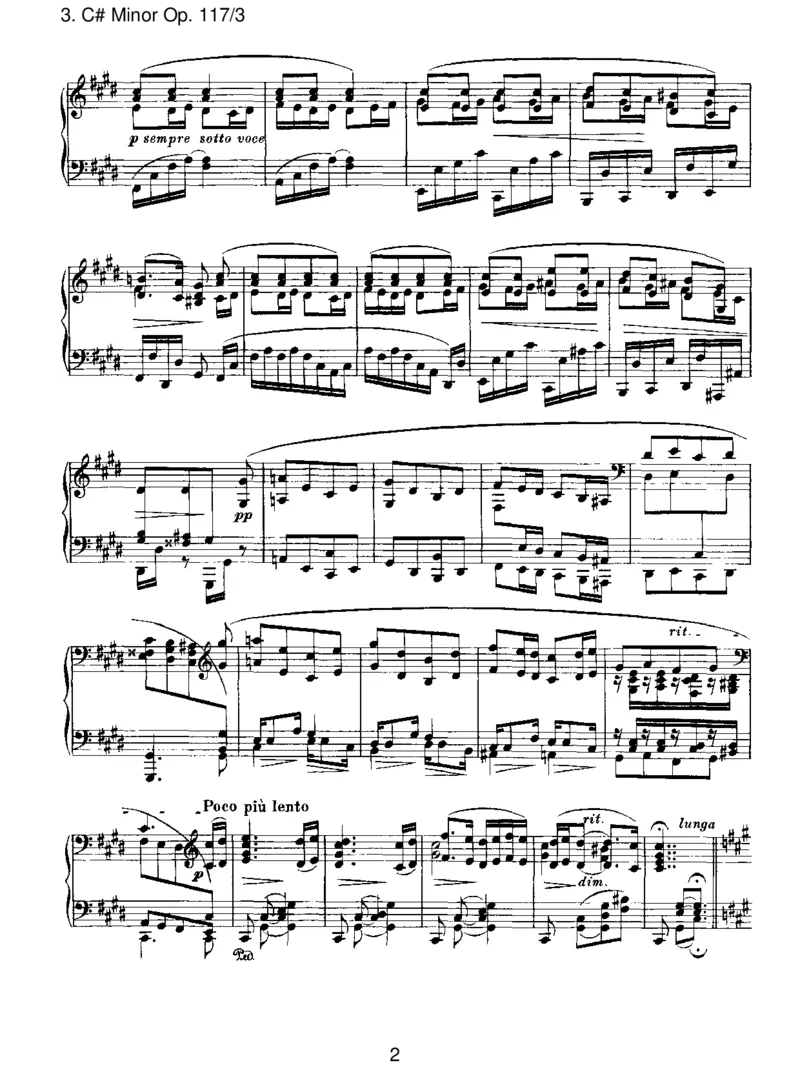 C#MinorOp.117_3_一万首著名钢琴曲谱哈农贝多芬合集视频教学电子版高清无水印可打印_1古典钢琴知名音乐家谱_勃拉姆斯钢琴谱全集_III.ShorterWorks_ThreeIntermezzosOp.117