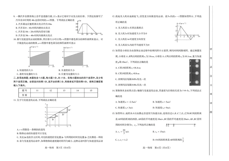 物理试题_2024-2025高一（7-7月题库）_2024年11月试卷_1121山西省太原市2024-2025学年高一上学期11月期中考试