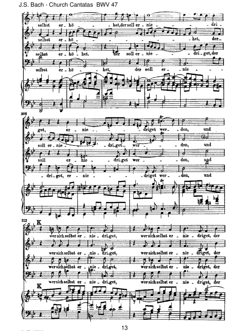BWV47Wersichselbsterh_het_一万首著名钢琴曲谱哈农贝多芬合集视频教学电子版高清无水印可打印_1古典钢琴知名音乐家谱_巴赫钢琴谱全集_J.S巴赫作品全集_JohannSebastianBach(1685-1750)巴赫