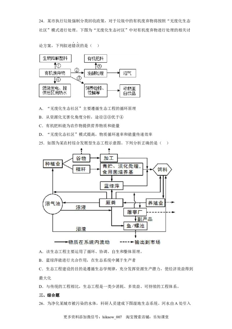 第四章人与环境-2022-2023学年高二生物章末测试必刷卷（人教版2019选择性必修2）（原卷版）_E015高中全科试卷_生物试题_选修2_1.单元测试_3、单元测试2023