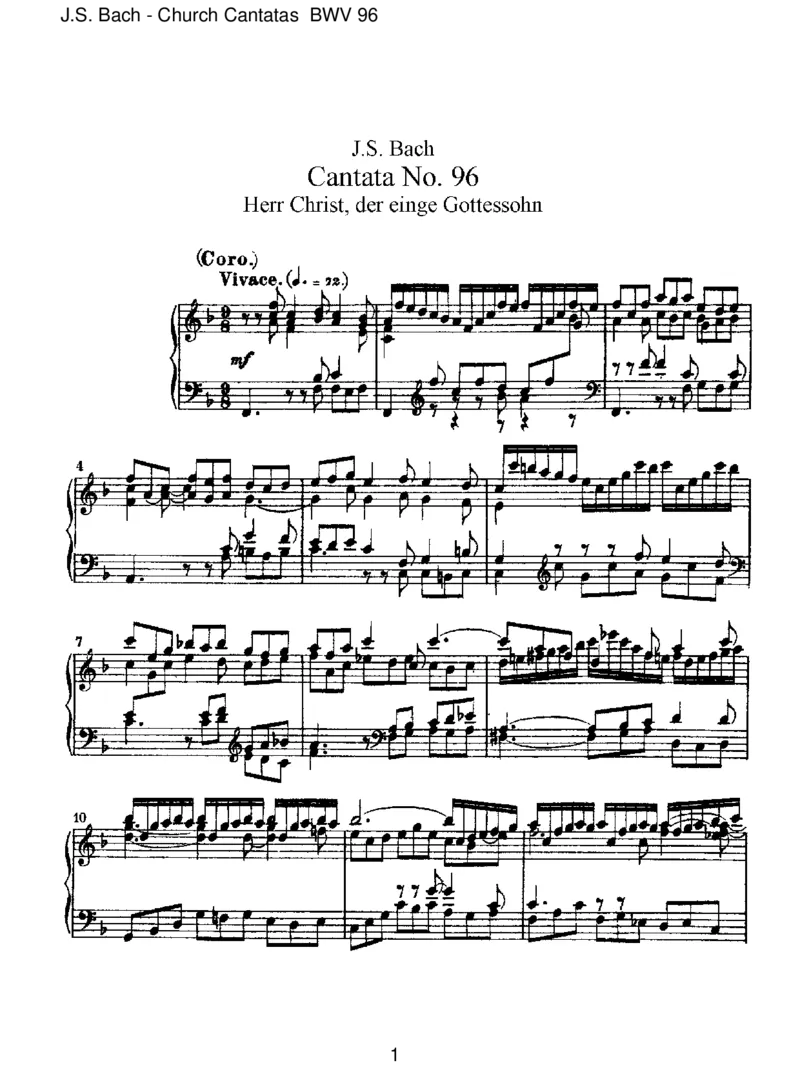 BWV96HerrChrist,derein'geGottessohn_一万首著名钢琴曲谱哈农贝多芬合集视频教学电子版高清无水印可打印_1古典钢琴知名音乐家谱_巴赫钢琴谱全集_J.S巴赫作品全集