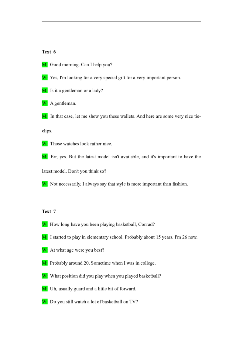 备考2024新高考英语听力(答案+文本)17_2024年5月_01按日期_1号_2024高考英语听力专题（80套模拟训练+历年真题）(附音频）_高考英语听力高分80套模拟训练