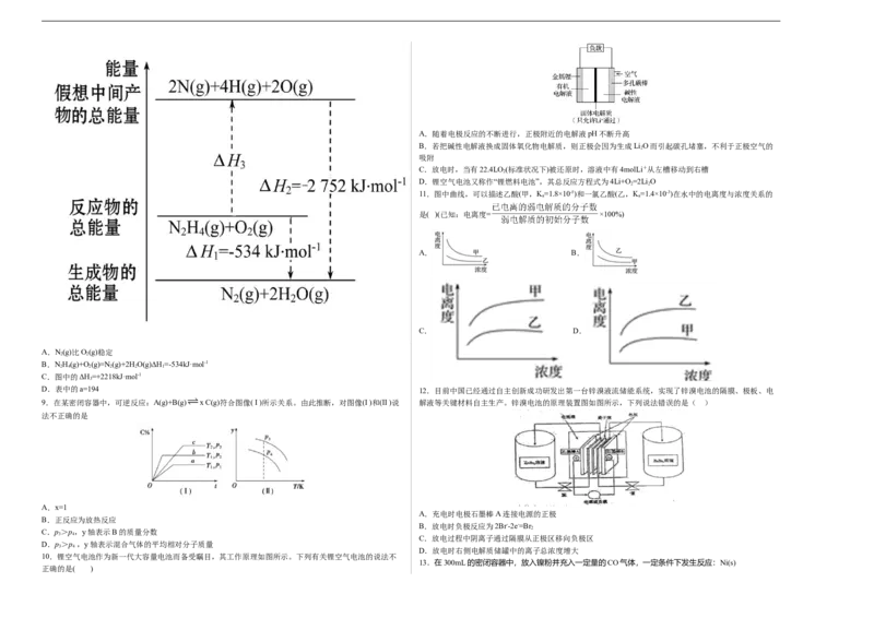 高二化学上学期期末测试卷03（人教版选择性必修1）（考试版）_E015高中全科试卷_化学试题_选修1_3.新版人教版高中化学试卷选择性必修1_3.期末试卷