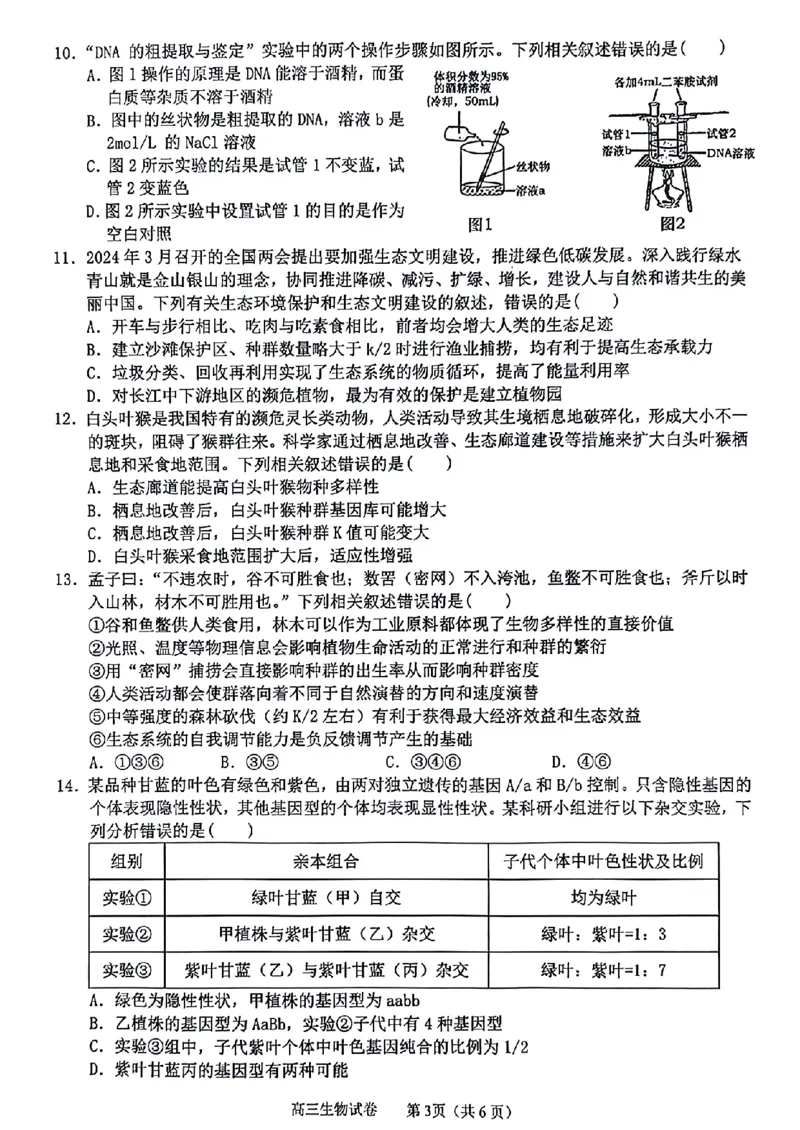 广西2024届高中毕业班5月仿真考生物_2024年5月_01按日期_28号_2024届广西高中毕业班5月仿真考_广西2024届高中毕业班5月仿真考生物试卷