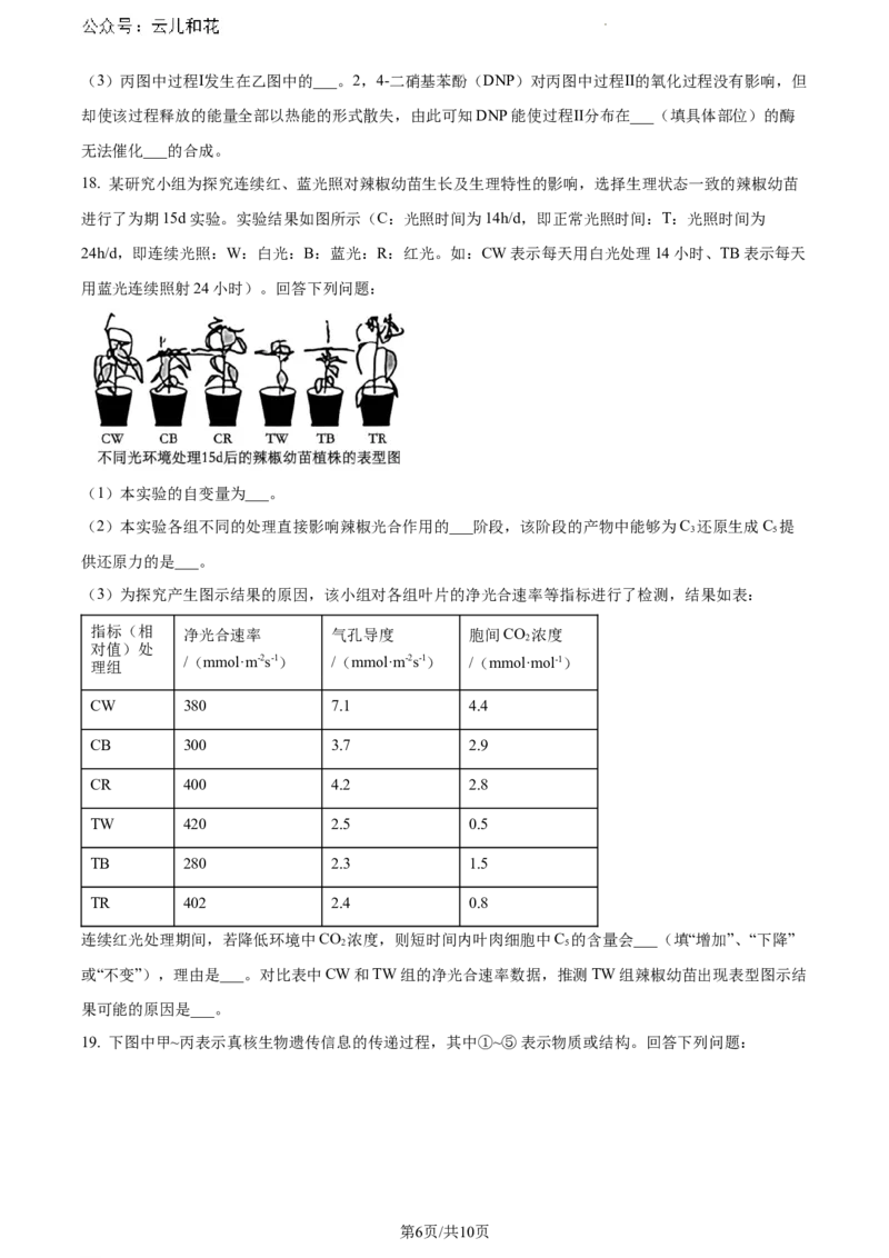 湖南省株洲市天元区株洲市二中教育集团株洲市第二中学2023-2024学年高一下学期期末联考生物试题_2024-2025高一（7-7月题库）_2024年7月试卷