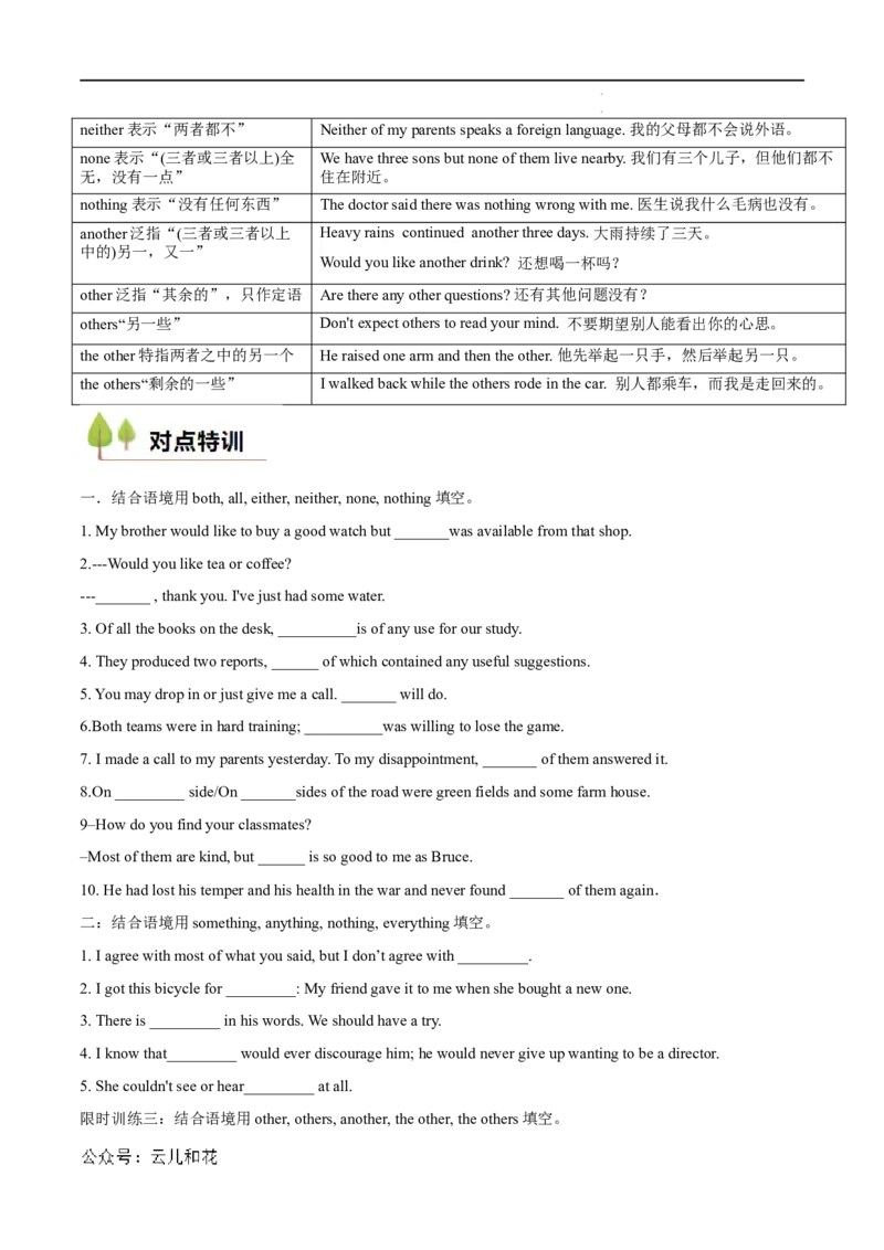衔接点02代词、数词（初高考点差异及衔接）（原卷版）_2024-2025高一（7-7月题库）_2024年7月试卷