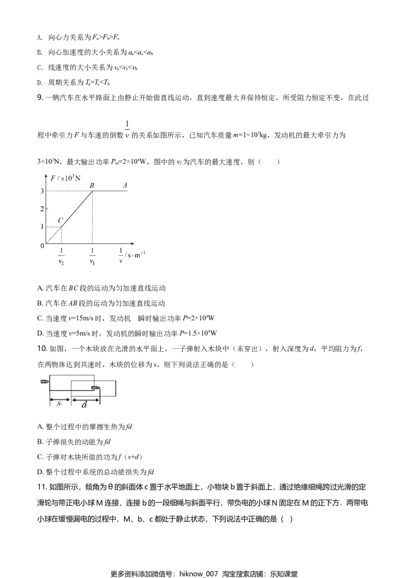 高一（下）期中物理试题（原卷版）_E015高中全科试卷_物理试题_必修3_3.期中测试_高一（下）期中物理试题02