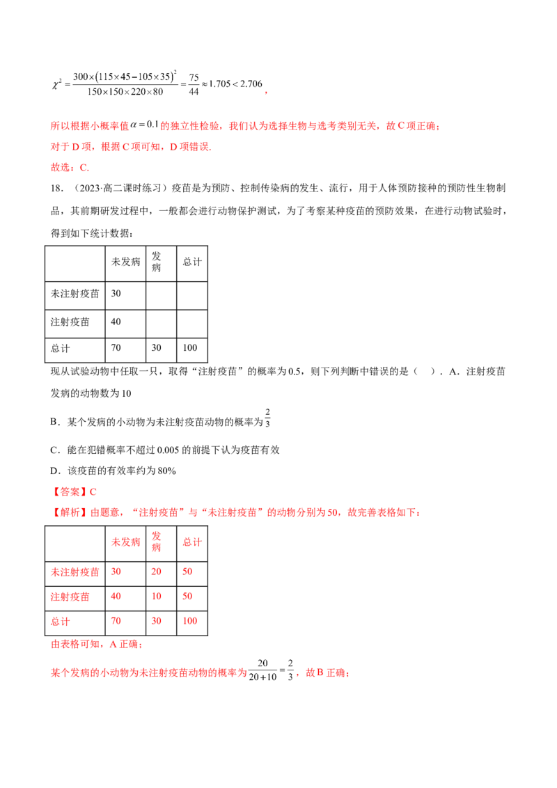 第八章成对数据的统计分析（A卷&middot;知识通关练）（解析版）_E015高中全科试卷_数学试题_选修3_01.单元测试_单元测试AB卷2023年