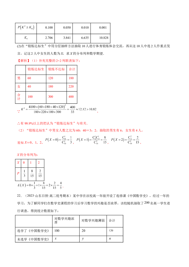 第八章成对数据的统计分析（A卷&middot;知识通关练）（解析版）_E015高中全科试卷_数学试题_选修3_01.单元测试_单元测试AB卷2023年