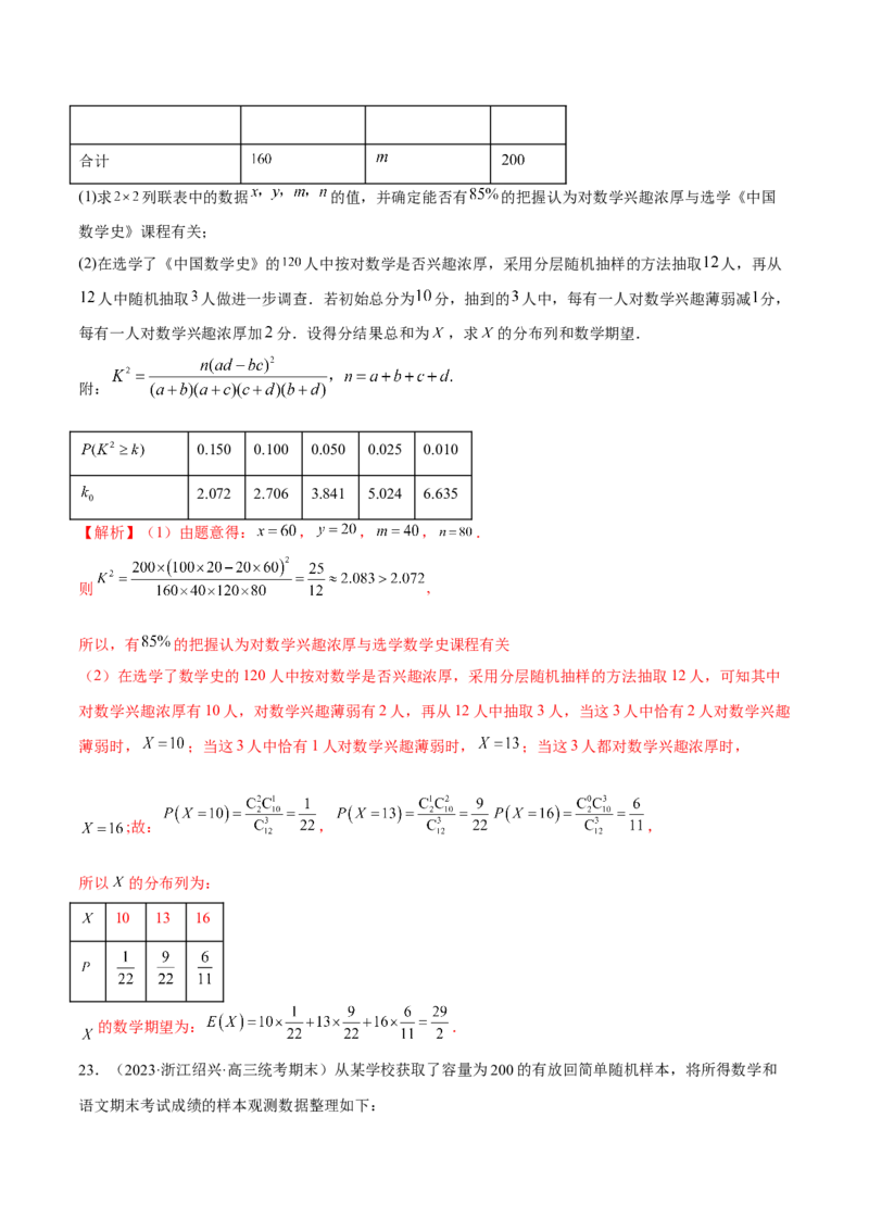 第八章成对数据的统计分析（A卷&middot;知识通关练）（解析版）_E015高中全科试卷_数学试题_选修3_01.单元测试_单元测试AB卷2023年