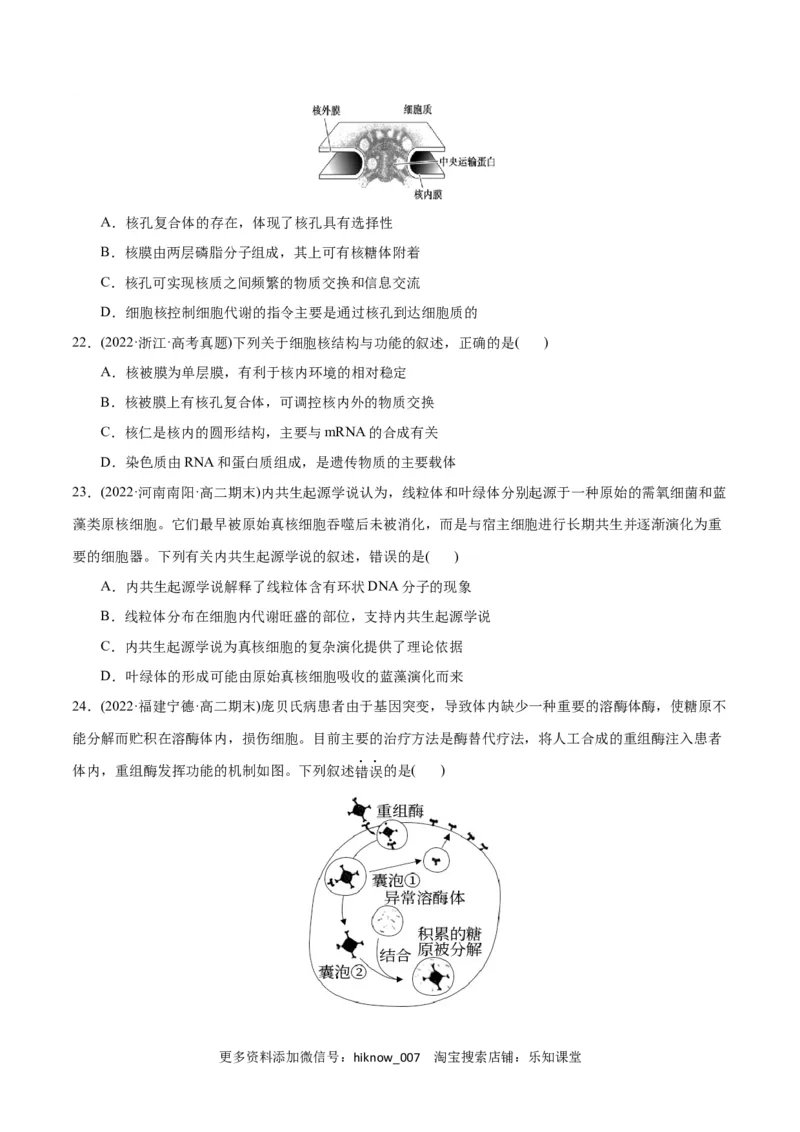 第3章细胞的基本结构（B卷&middot;能力提升练）（原卷版）_E015高中全科试卷_生物试题_必修1_1.单元测试_1.单元测试AB卷（第一套）
