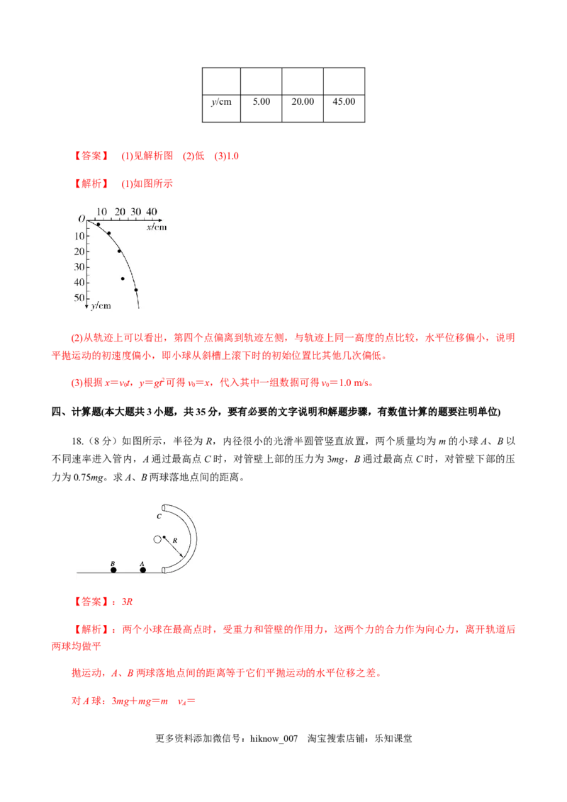 第五章曲线运动（单元测试）（解析版）_E015高中全科试卷_物理试题_必修2_2.同步练习_同步练习（第一套）_第五章曲线运动（单元测试）（原稿版+解析版）