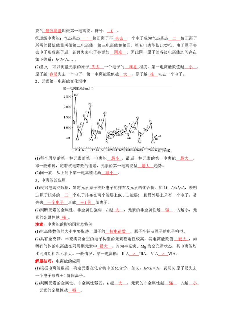 第一章原子结构与性质-知识手册高中化学全册必背章节知识清单（人教版2019选择性必修2）（教师版）_E015高中全科试卷_化学试题_选修2_4.新版人教版高中化学试卷选择性必修2