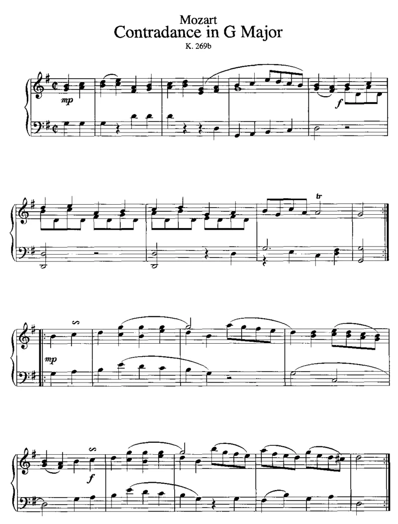 ContradanceinG,K269b_一万首著名钢琴曲谱哈农贝多芬合集视频教学电子版高清无水印可打印_1古典钢琴知名音乐家谱_莫扎特钢琴谱全集_0312095926_其他