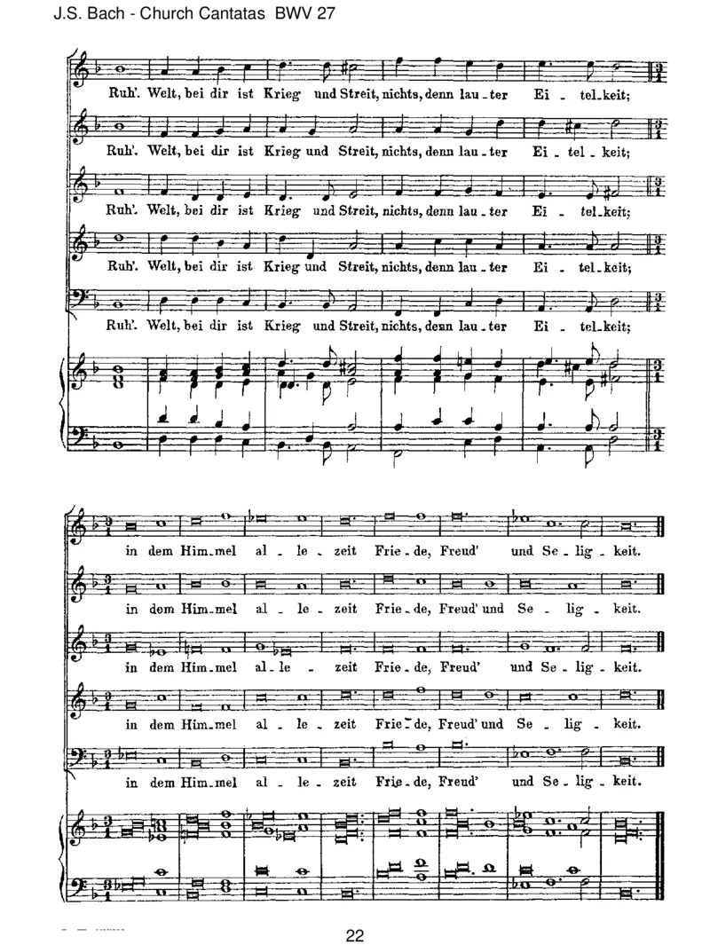 BWV27Werweiss,wienahemirmeinEnde!_一万首著名钢琴曲谱哈农贝多芬合集视频教学电子版高清无水印可打印_1古典钢琴知名音乐家谱_巴赫钢琴谱全集_J.S巴赫作品全集