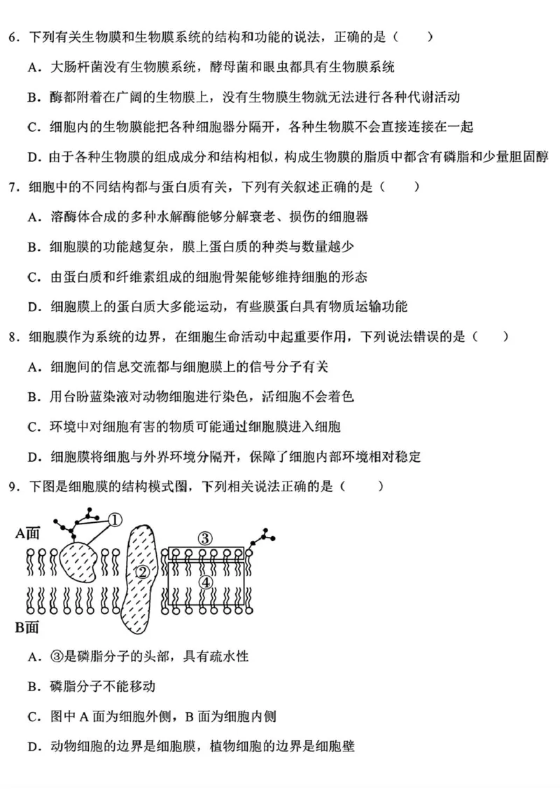 黑龙江省哈尔滨德强高级中学2025-2026学年高一上学期期末考试生物试卷（PDF版，含答案）_2024-2025高一（7-7月题库）_2026年1月高一