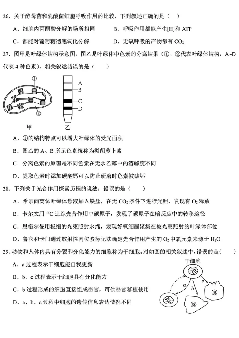 黑龙江省哈尔滨德强高级中学2025-2026学年高一上学期期末考试生物试卷（PDF版，含答案）_2024-2025高一（7-7月题库）_2026年1月高一