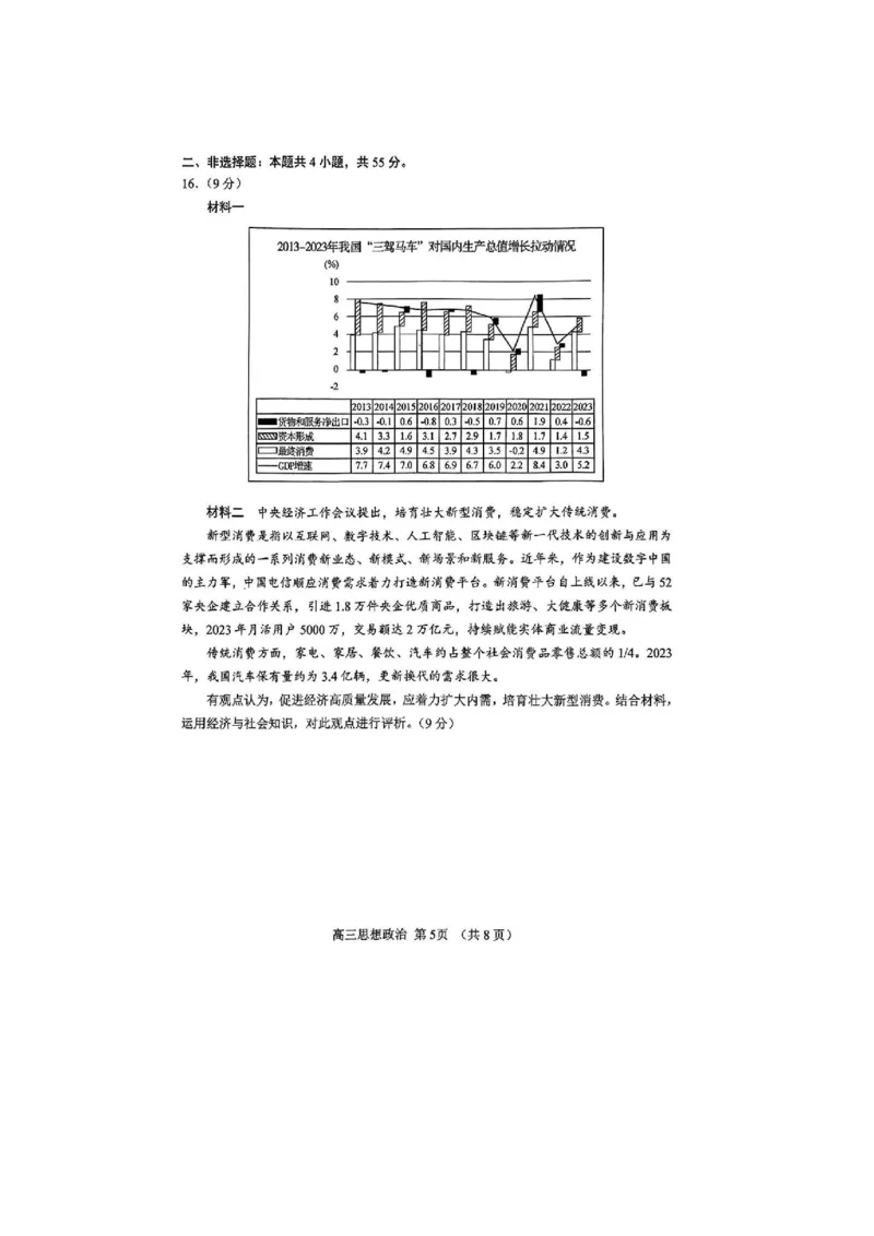 政治(1)_2024年5月_025月合集_2024届山东省淄博市高三下学期阶段性诊断（二模）