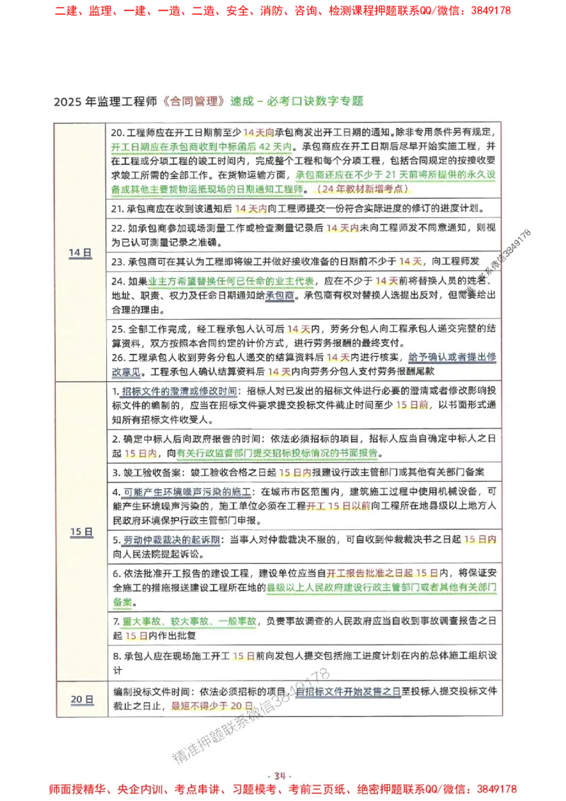 25年监理土建全科-7天速成监理必考口诀数字专题_监理工程师_2025监理工程师_2025年监理工程师SVIP_2025年监理合同管理SVIP_01-精华文档✿电子教材✿历年真题