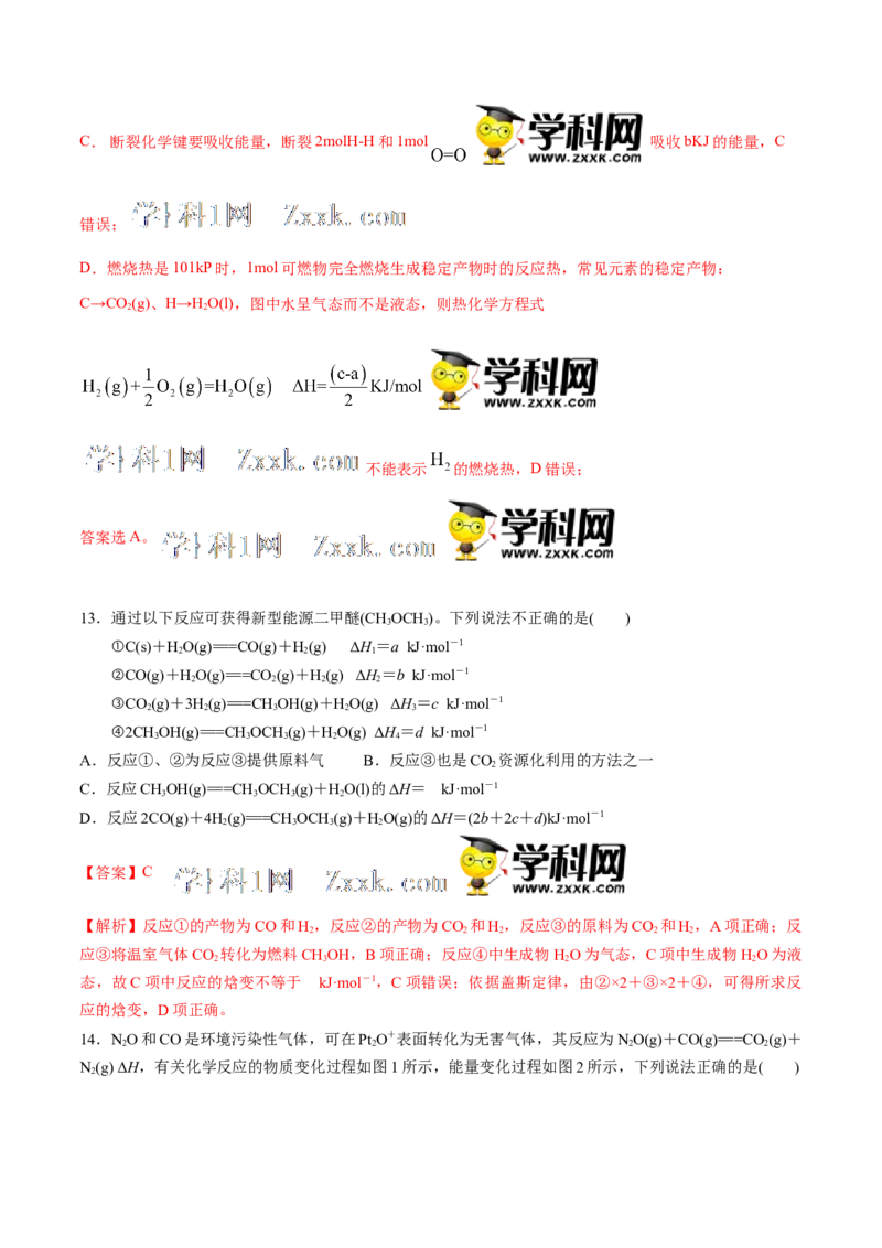 第一单元化学反应的热效应-冲刺期末高二化学期末单元复习测试（人教版2019选择性必修1）（解析版）_E015高中全科试卷_化学试题_选修1_3.新版人教版高中化学试卷选择性必修1